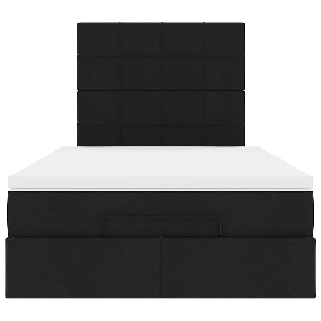 vidaXL Ottoman-Bett mit Matratze & LEDs Schwarz 120x200 cm Stoff