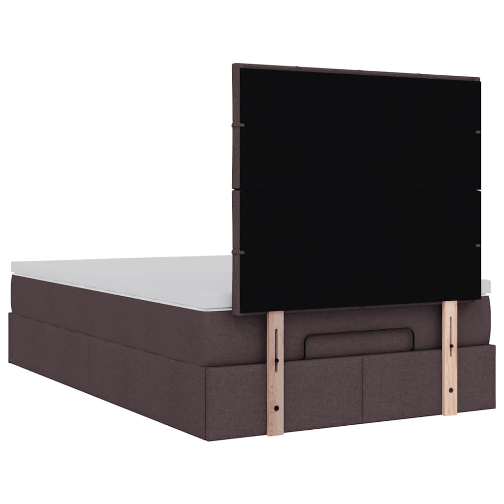 vidaXL Ottoman-Bett mit Matratze & LEDs Dunkelbraun 120x200 cm Stoff