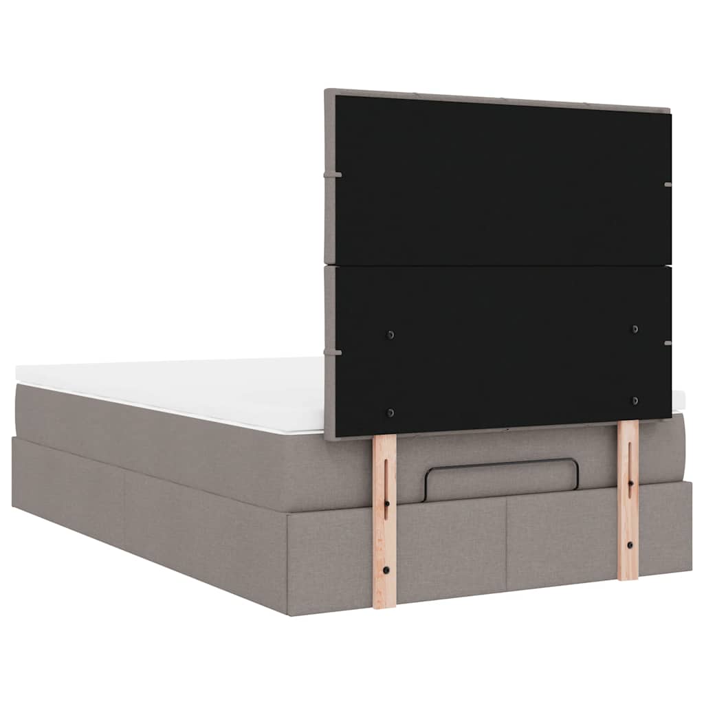 vidaXL Ottoman-Bett mit Matratze & LEDs Taupe 120x200 cm Stoff
