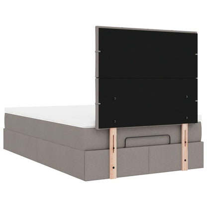 vidaXL Ottoman-Bett mit Matratze & LEDs Taupe 120x200 cm Stoff