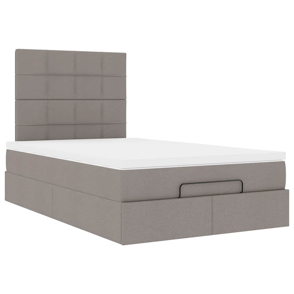 vidaXL Ottoman-Bett mit Matratze & LEDs Taupe 120x200 cm Stoff