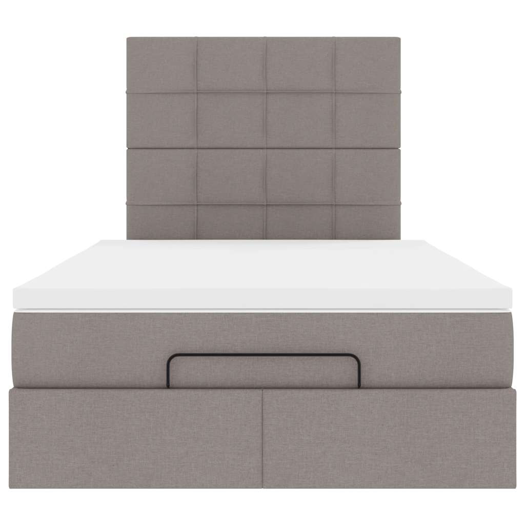 vidaXL Ottoman-Bett mit Matratze & LEDs Taupe 120x200 cm Stoff