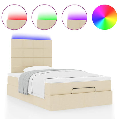 vidaXL Lit Ottoman avec matelas et LED Crème 120x200 cm Tissu