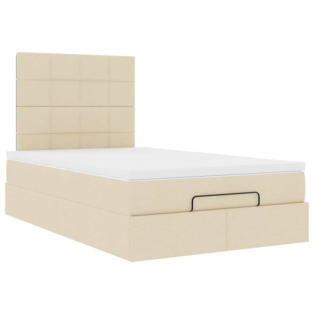 vidaXL Lit Ottoman avec matelas et LED Crème 120x200 cm Tissu