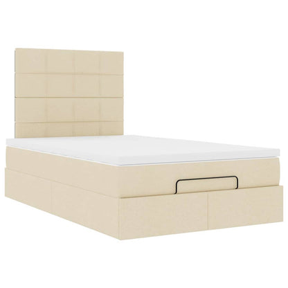 vidaXL Lit Ottoman avec matelas et LED Crème 120x200 cm Tissu