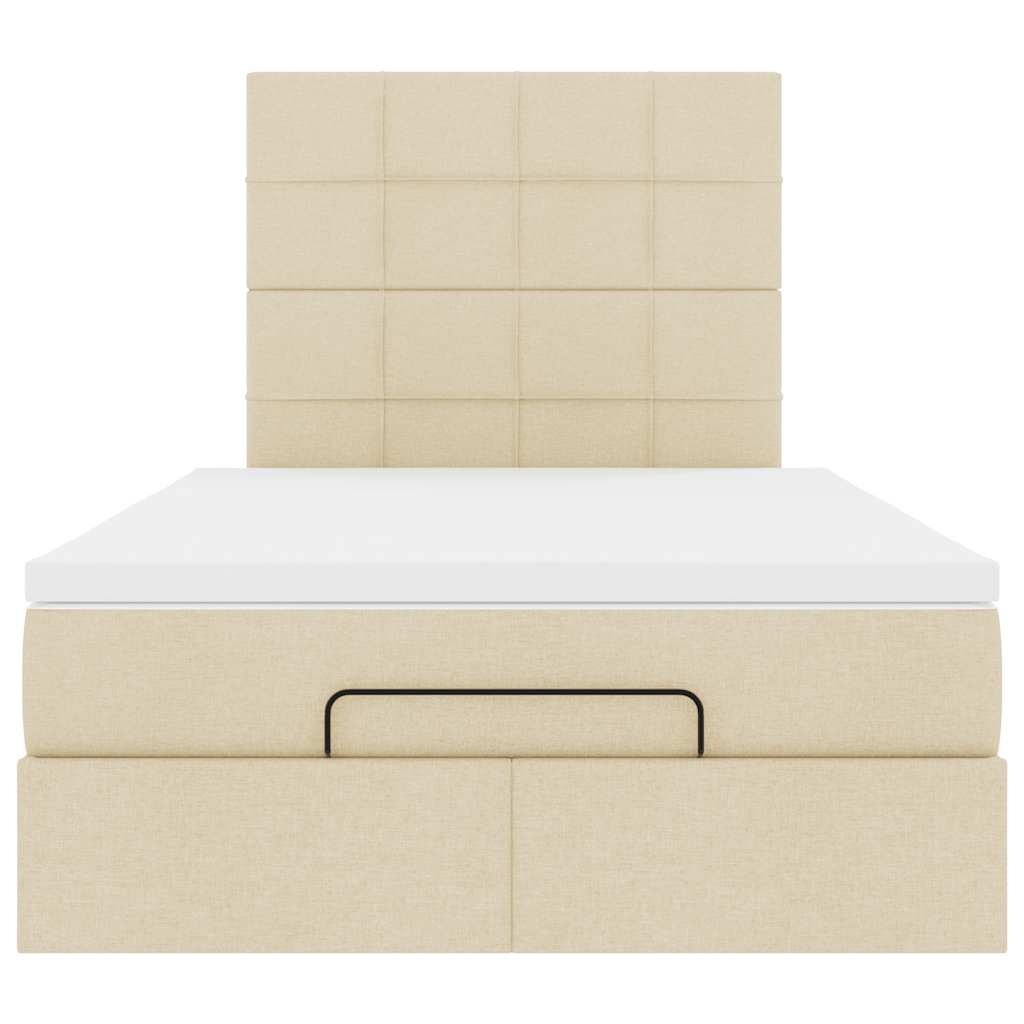 vidaXL Lit Ottoman avec matelas et LED Crème 120x200 cm Tissu