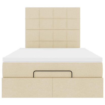 vidaXL Lit Ottoman avec matelas et LED Crème 120x200 cm Tissu