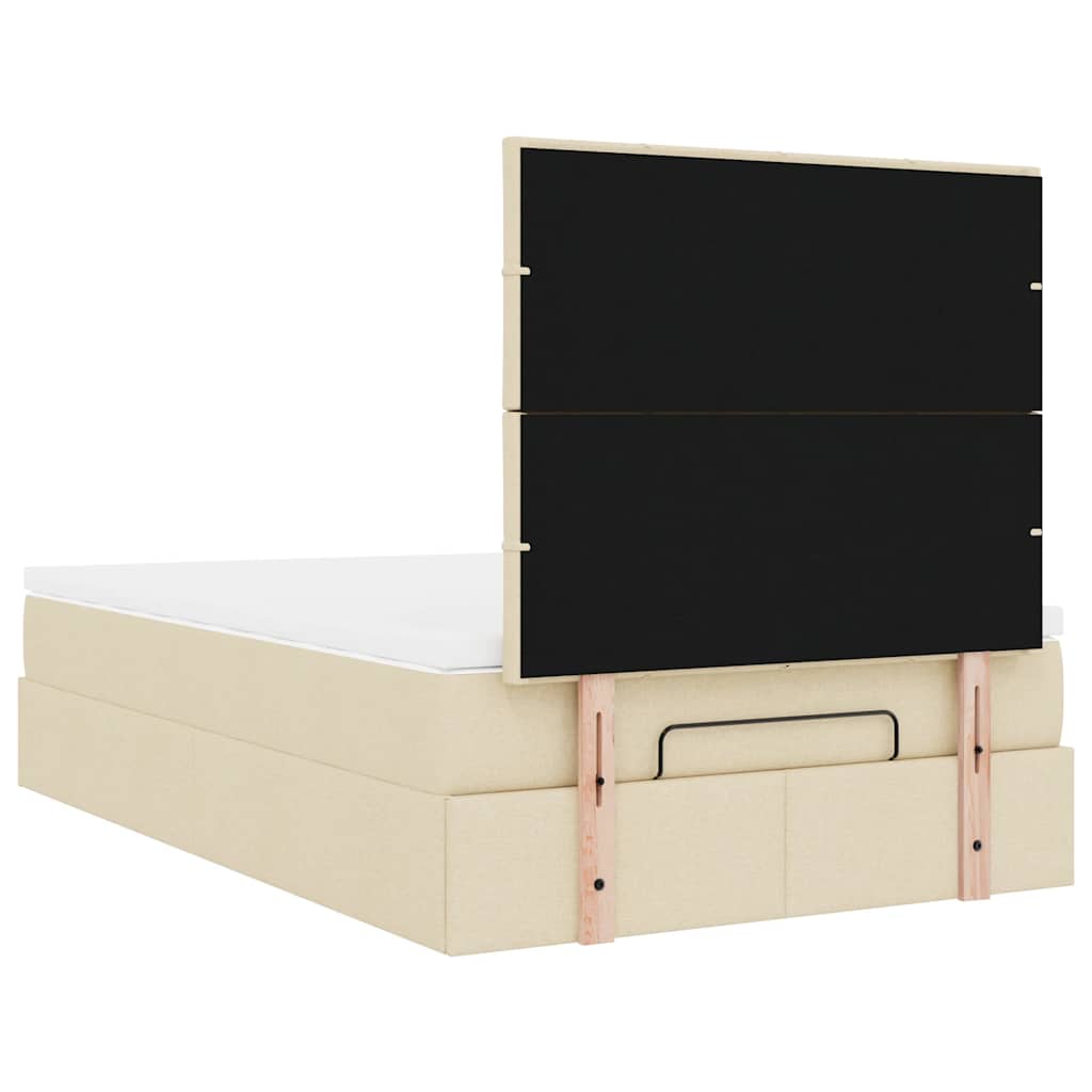 vidaXL Lit Ottoman avec matelas et LED Crème 120x200 cm Tissu