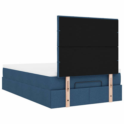 vidaXL Ottoman-Bett mit Matratze & LEDs Blau 120x200 cm Stoff