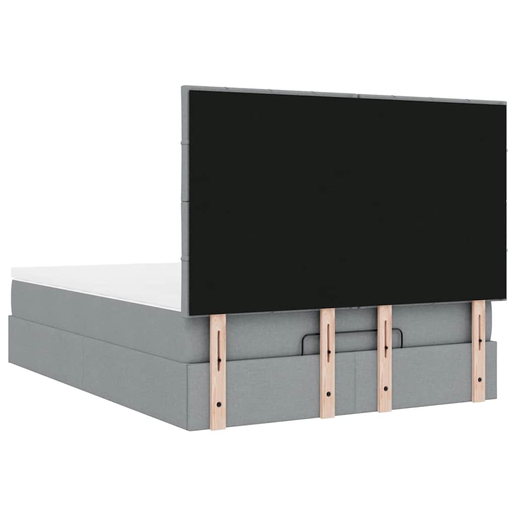 vidaXL Ottoman-Bett mit Matratze & LEDs Hellgrau 140x190 cm Stoff