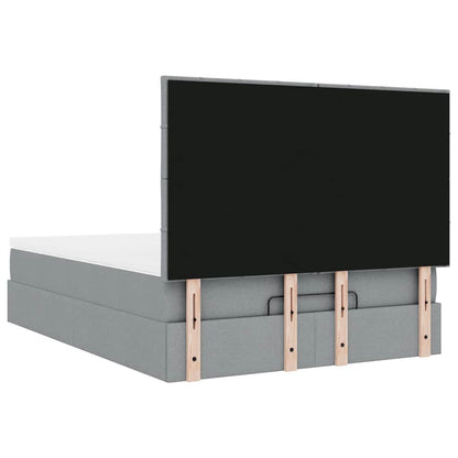 vidaXL Ottoman-Bett mit Matratze & LEDs Hellgrau 140x190 cm Stoff