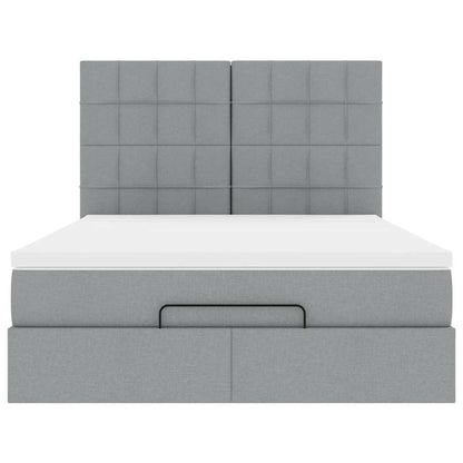 vidaXL Ottoman-Bett mit Matratze & LEDs Hellgrau 140x190 cm Stoff