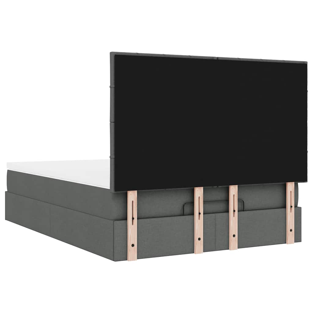 vidaXL Ottoman-Bett mit Matratze & LEDs Dunkelgrau 140x190 cm Stoff