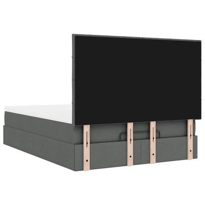 vidaXL Ottoman-Bett mit Matratze & LEDs Dunkelgrau 140x190 cm Stoff