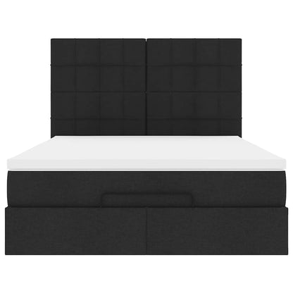 Ottoman-Bett mit Matratze & LEDs Schwarz 140x190 cm Stoff