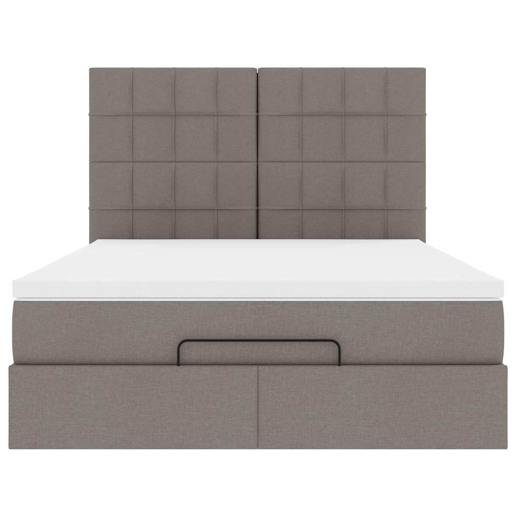 Ottoman-Bett mit Matratze & LEDs Taupe 140x190 cm Stoff