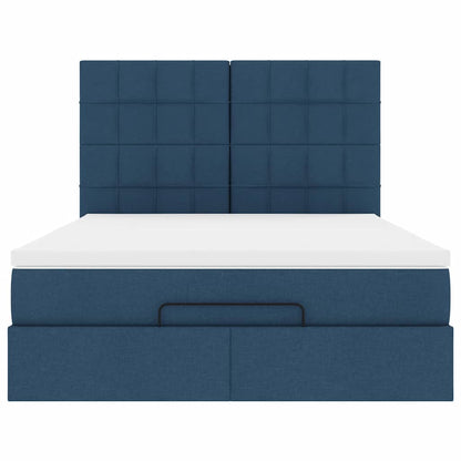 Ottoman-Bett mit Matratze & LEDs Blau 140x190 cm Stoff