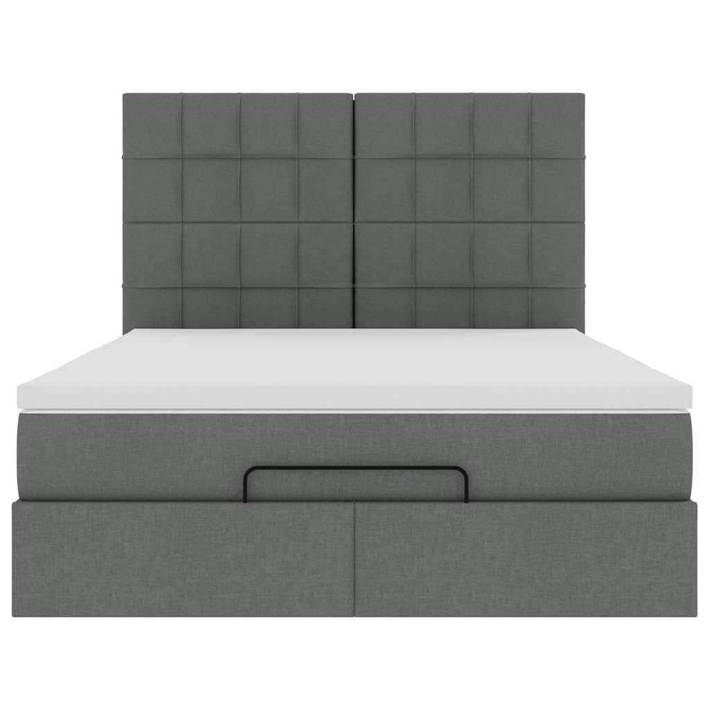 vidaXL Ottoman-Bett mit Matratze & LEDs Dunkelgrau 140x200 cm Stoff