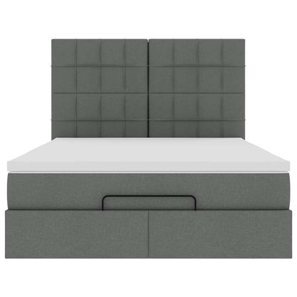 vidaXL Ottoman-Bett mit Matratze & LEDs Dunkelgrau 140x200 cm Stoff