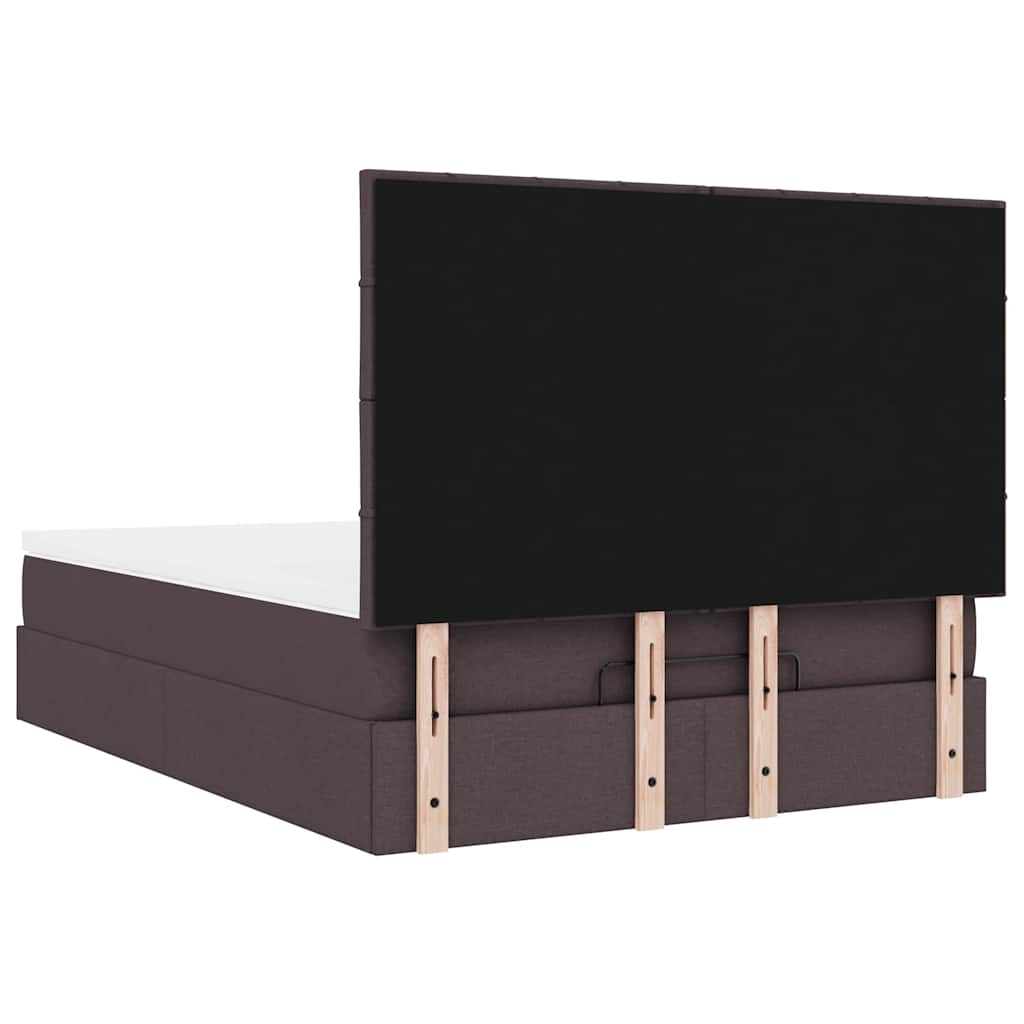 vidaXL Ottoman-Bett mit Matratze & LEDs Dunkelbraun 140x200 cm Stoff