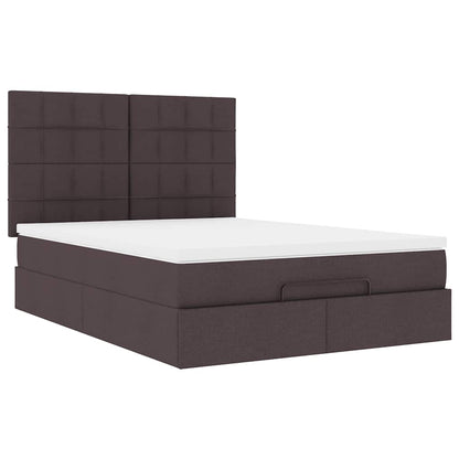 vidaXL Ottoman-Bett mit Matratze & LEDs Dunkelbraun 140x200 cm Stoff