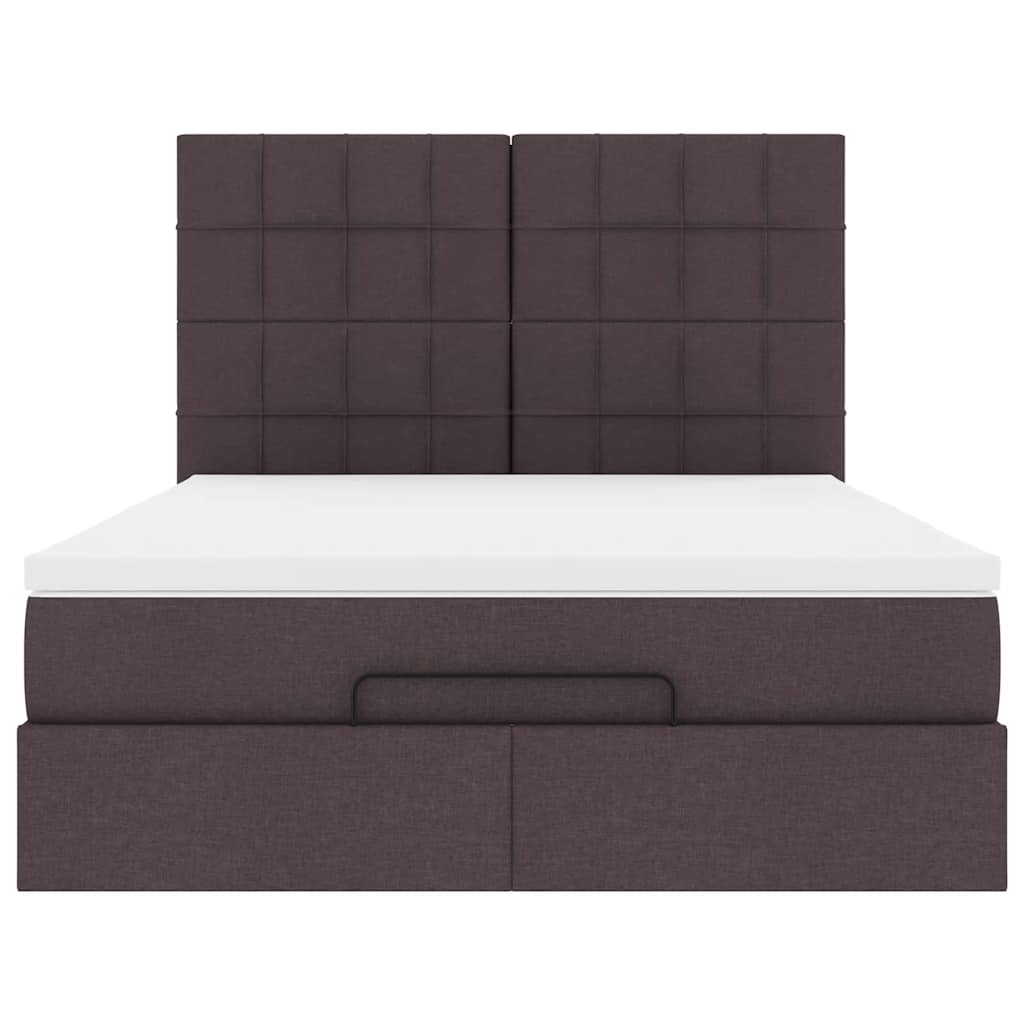 vidaXL Ottoman-Bett mit Matratze & LEDs Dunkelbraun 140x200 cm Stoff