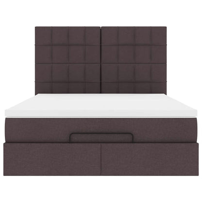 vidaXL Ottoman-Bett mit Matratze & LEDs Dunkelbraun 140x200 cm Stoff