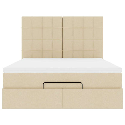 vidaXL Ottoman-Bett mit Matratze & LEDs Creme 140x200 cm Stoff