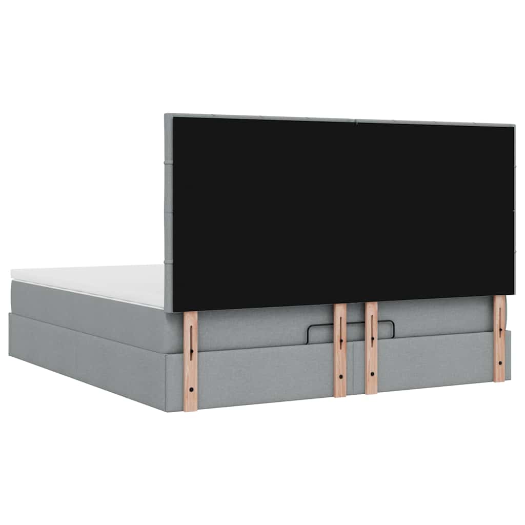 vidaXL Lit ottoman avec matelas et LED gris clair 160x200 cm Tissu