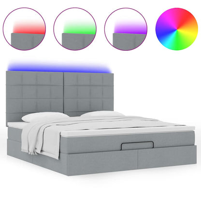 vidaXL Lit ottoman avec matelas et LED gris clair 160x200 cm Tissu