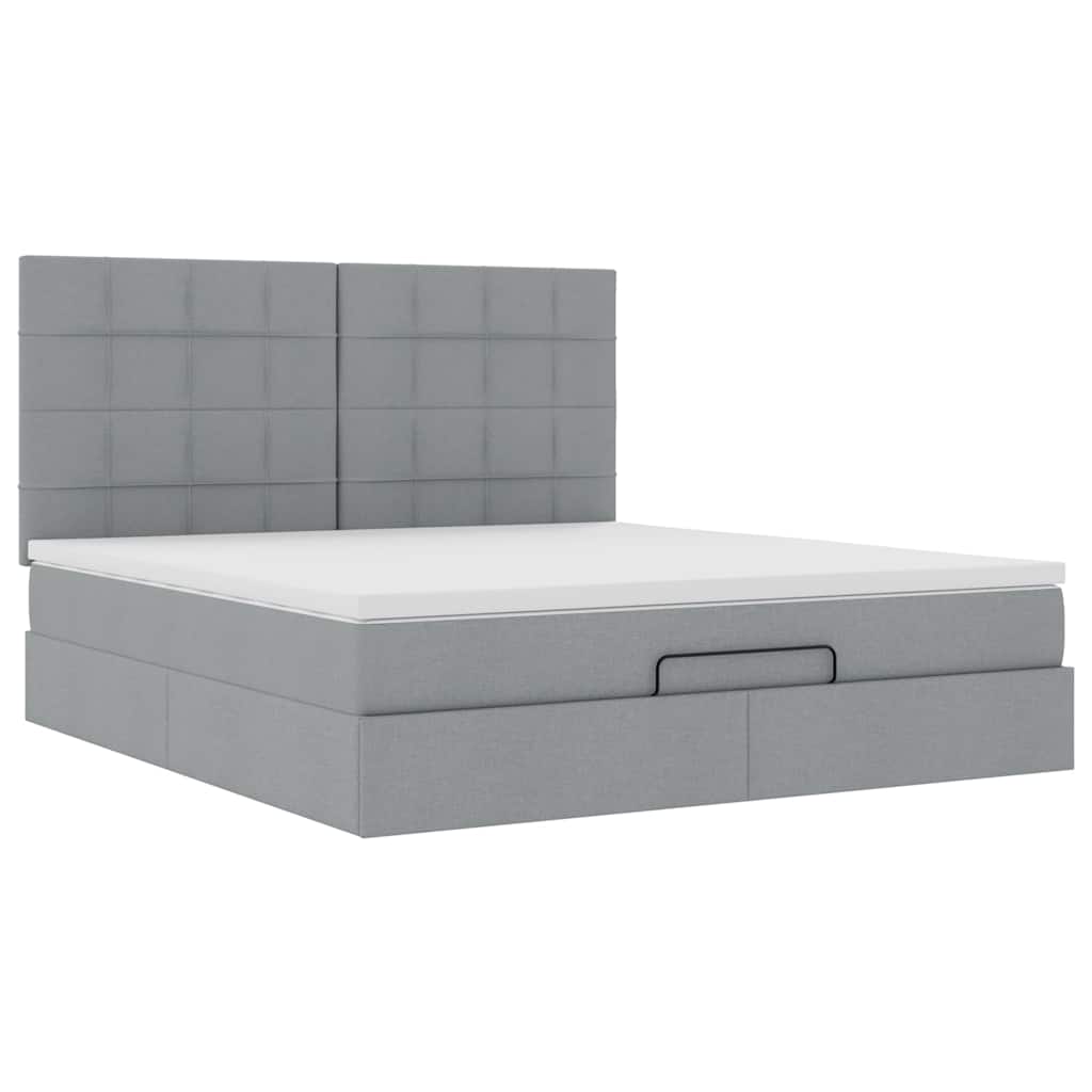 vidaXL Lit ottoman avec matelas et LED gris clair 160x200 cm Tissu
