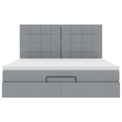 Ottoman-Bett mit Matratze & LEDs Hellgrau 180x200 cm Stoff