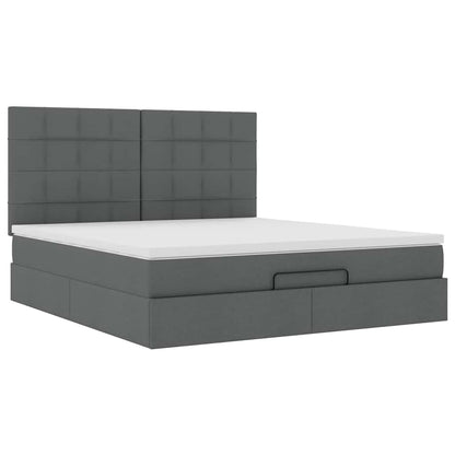 vidaXL Ottoman-Bett mit Matratze & LEDs Dunkelgrau 180x200 cm Stoff