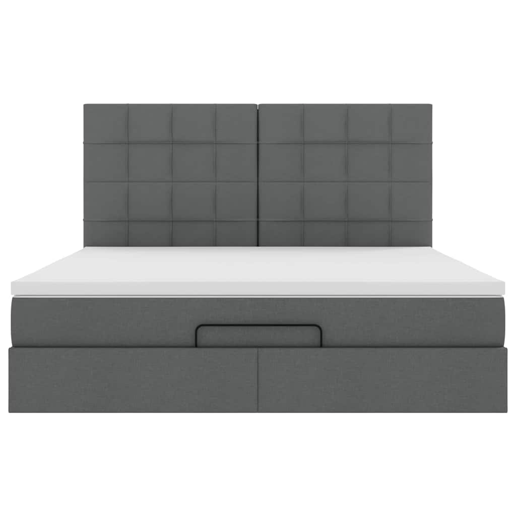 vidaXL Ottoman-Bett mit Matratze & LEDs Dunkelgrau 180x200 cm Stoff