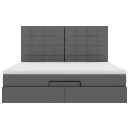 vidaXL Ottoman-Bett mit Matratze & LEDs Dunkelgrau 180x200 cm Stoff
