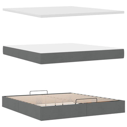 vidaXL Ottoman-Bett mit Matratze & LEDs Dunkelgrau 180x200 cm Stoff