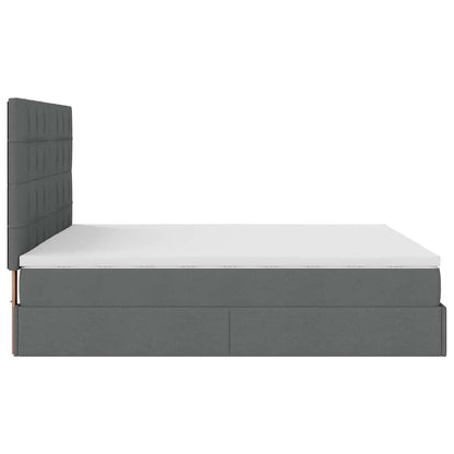 vidaXL Ottoman-Bett mit Matratze & LEDs Dunkelgrau 180x200 cm Stoff