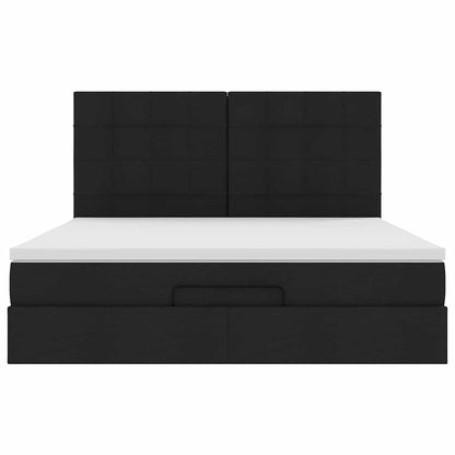 vidaXL Ottoman-Bett mit Matratze & LEDs Schwarz 180x200 cm Stoff