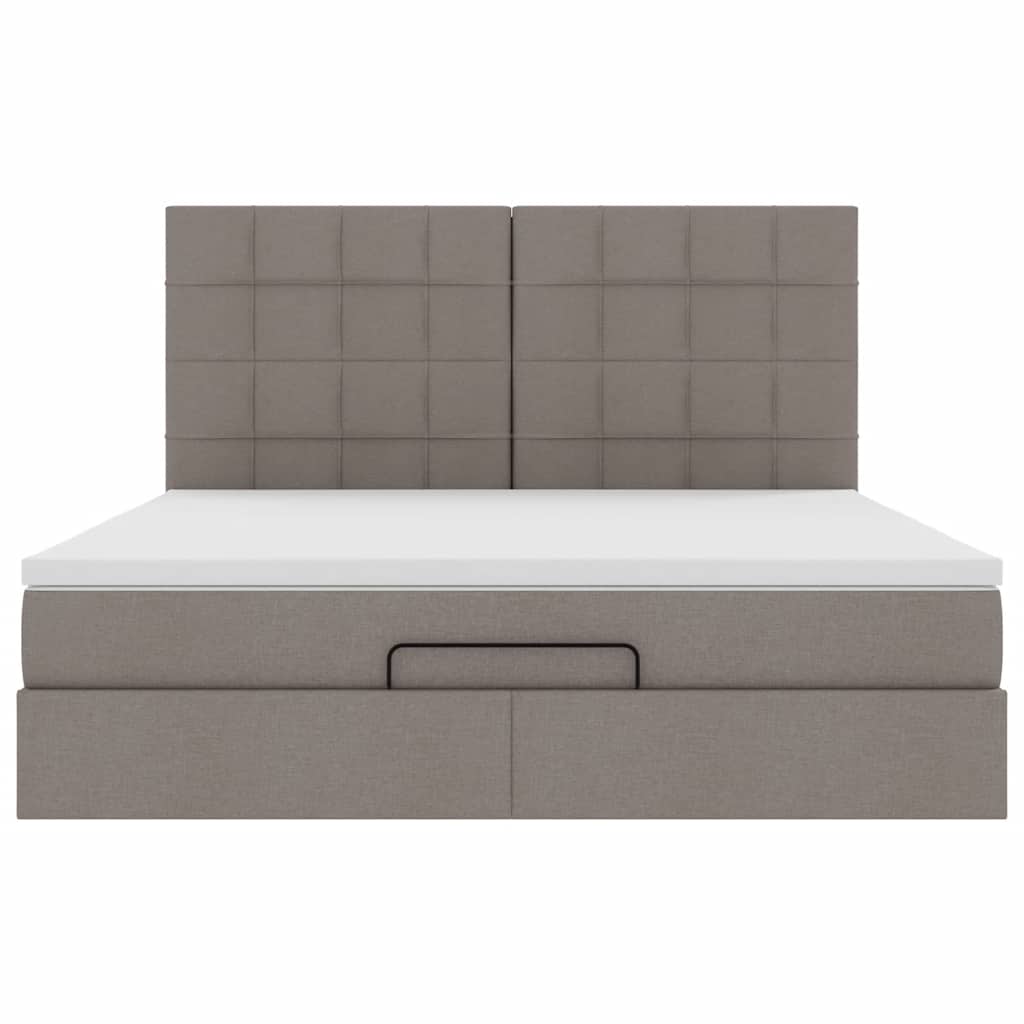 vidaXL Ottoman-Bett mit Matratze & LEDs Taupe 180x200 cm Stoff