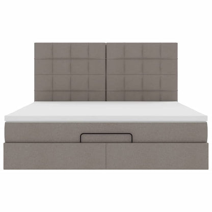 vidaXL Ottoman-Bett mit Matratze & LEDs Taupe 180x200 cm Stoff