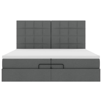 vidaXL Ottoman-Bett mit Matratzen & LEDs Dunkelgrau 200x200 cm Stoff