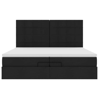 Ottoman-Bett mit Matratzen & LEDs Schwarz 200x200 cm Stoff