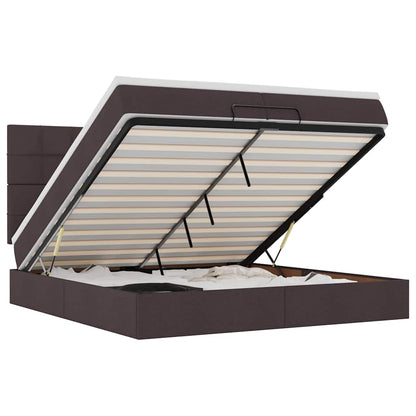 vidaXL Lit ottoman avec matelas et LED Marron foncé 200x200 cm Tissu