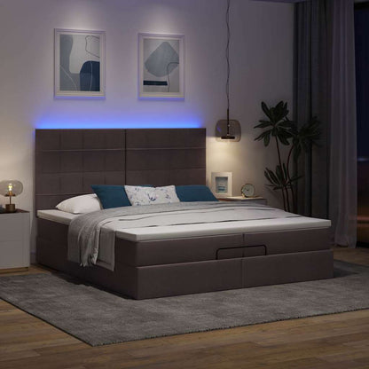 vidaXL Lit ottoman avec matelas et LED Marron foncé 200x200 cm Tissu