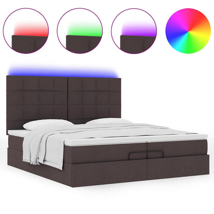 vidaXL Lit ottoman avec matelas et LED Marron foncé 200x200 cm Tissu