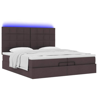 vidaXL Lit ottoman avec matelas et LED Marron foncé 200x200 cm Tissu