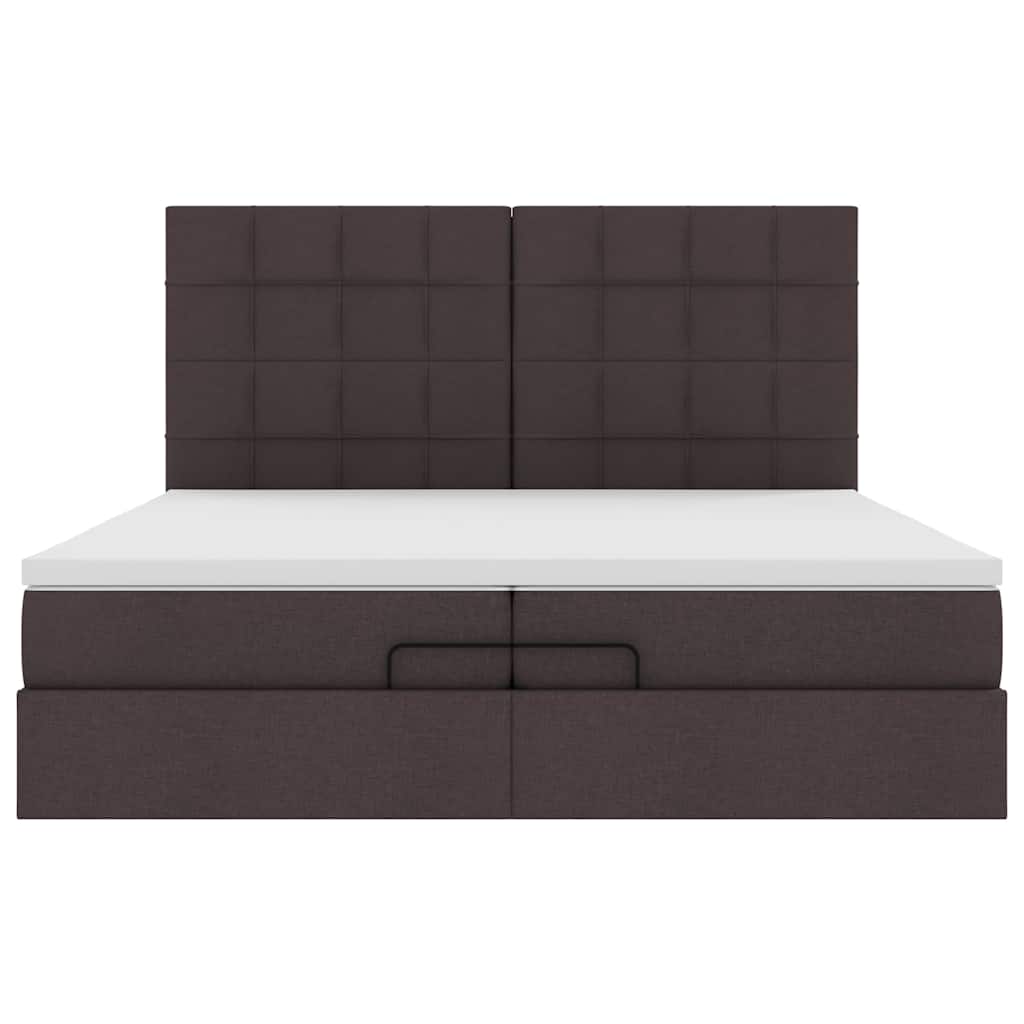 vidaXL Lit ottoman avec matelas et LED Marron foncé 200x200 cm Tissu