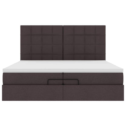 vidaXL Lit ottoman avec matelas et LED Marron foncé 200x200 cm Tissu