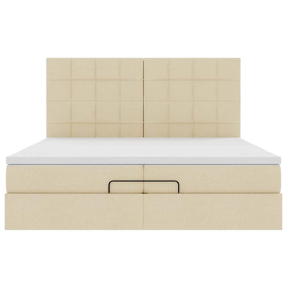 Ottoman-Bett mit Matratzen & LEDs Creme 200x200 cm Stoff