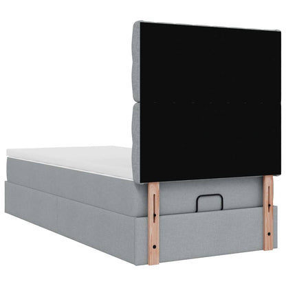 vidaXL Ottomane Bett mit Matratze & LEDs Hellgrau 80x200 cm Stoff